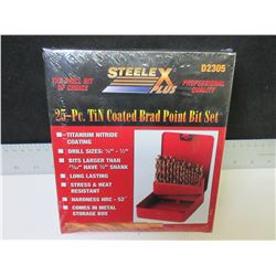 New 25 piece Brad Point Drill Bits for Woodworking / comes with metal