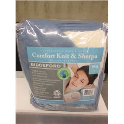 New Comfort Knit & Sherpa HEATED BLANKET / Twin size