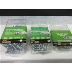 3 New Assorted sizes of Chain / 10ft length each