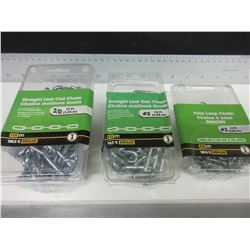 3 New Assorted sizes of Chain / 10ft length each