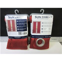 New set of 2 Sun Zero sun darkening Curtain 50 x 63 long grommet panel