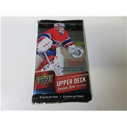 1 New pack of 8 Factory Sealed Upper Deck 2015/16 series one Hockey Cards