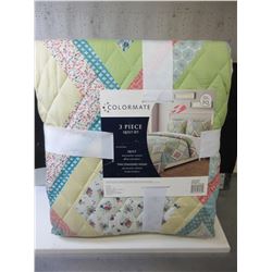 New QUEEN 3 Piece quilt set 100% polyester