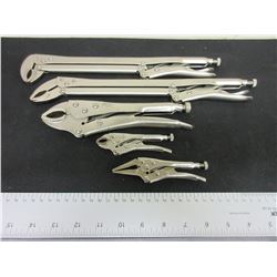 Lot of 5 New Vise Grips / 45 degree / 90 degree / 10 inch and 2 mini's