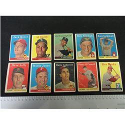 Lot of 10 1958 Topps Baseball Cards