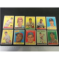 Lot of 10 1958 Topps Baseball Cards