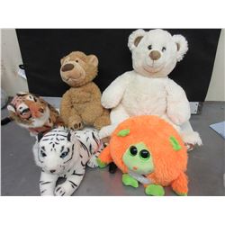 5 Stuffed Animals / 2 Tigers Bear , Monkey AND Furby
