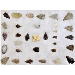 Collection of Northern Plains stone arrowheads.