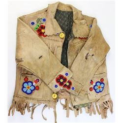 Small beaded and cloth lined buckskin small boys