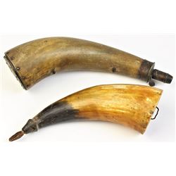 Collection of 2 antique powder horns,