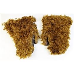 Hair on frontier mittens with leather palms