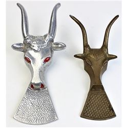 Collection of 2 cast metal boot jacks.