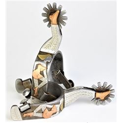 Lady leg spurs, unmarked and double mounted.