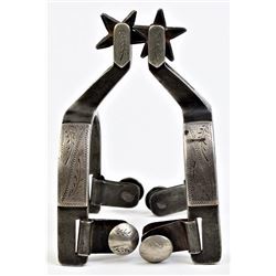 Unmarked McChesney spurs, double mounted