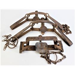 Collection of 3 old traps including P.S.&W No. 4,
