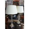 Image 2 : PAIR GLASS AND METAL TABLE LAMPS
