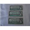 Image 2 : 3 1954 CANADIAN 1 DOLLAR BILLS