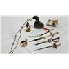 Image 1 : LOT OF POCKET WATCH MINI SWORDS, COMPANION SET AND SEWING CLOCK W/ NECKLACE
