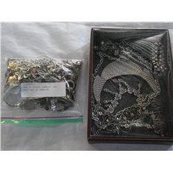 CASE OF ESTATE JEWELLRY AND SMALL BAG OF JEWELLRY