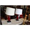 Image 1 : 2 RED GLASS TABLE LAMPS