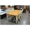 Image 2 : WHITE AND MAPLE DINING TABLE W/ LEAF AND 6 CHAIRS
