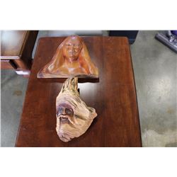 2 WOOD FACE PLAQUES