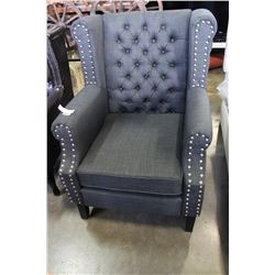 NEW ASHLEY CHARCOAL FABRIC TUFTED ACCENT CHAIR - RETAIL $1,399