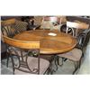 Image 1 : NEW ASHLEY ROUND DINING TABLE AND 4 CHAIRS W/ 1 MISS-MATCHED CUSHION - RETAIL $1,299