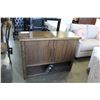 Image 1 : NEW ASHLEY WALNUT FINISH 2 DOOR SERVING CABINET - RETAIL $1,349