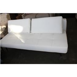 NEW WHITE LEATHER FUTON W/ ORANGE STITCHING - RETAIL $1,760