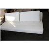 Image 1 : NEW WHITE LEATHER FUTON W/ ORANGE STITCHING - RETAIL $1,760