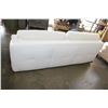 Image 2 : NEW WHITE LEATHER FUTON W/ ORANGE STITCHING - RETAIL $1,760