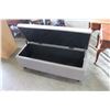 Image 2 : GREY LEATHER STORAGE BENCH