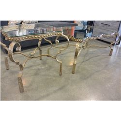 METAL BASE GLASSTOP COFFEE AND END TABLE