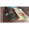 Image 3 : TWO OIL PAINTINGS AND REVERSE ROSE PAINTING IN FRAMES