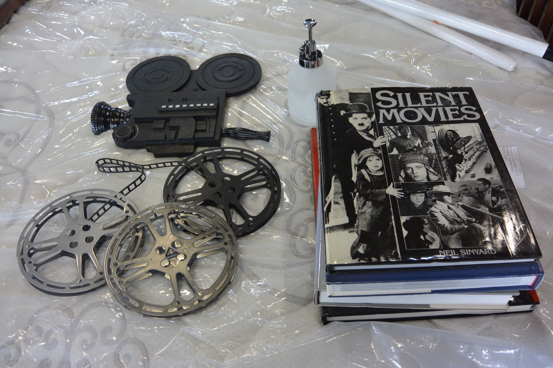 Media Room Wall Decor Movie Reel And Movie Camera And Media Room Books