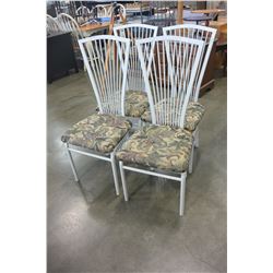 4 WHITE METAL DINING CHAIRS