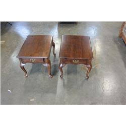 PAIR OF SQUARE 1 DRAWER END TABLES