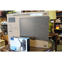 INSIGNIA 24 INCH TV WORKING WITH TILTING WALL MOUNT AND REMOTE