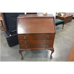 ANTIQUE DROP FRONT DESK PAWFOOT