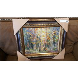 1980 AUTUMN FOREST ACRYLIC PAINTING ON CANVAS BY OTTO JEGODTKA