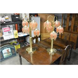 2 VINTAGE GLASS SHADE LAMPS