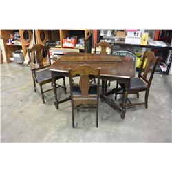 VINTAGE WALNUT DINING TABLE W/ 4 CHAIRS