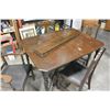 Image 3 : VINTAGE WALNUT DINING TABLE W/ 4 CHAIRS