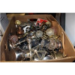 BOX OF ASSORTED BRAS COPPER AND SILVER WARES