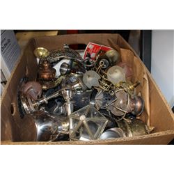 BOX OF ASSORTED BRAS COPPER AND SILVER WARES