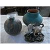 Image 1 : SIGNED POTTERY VASE AND KILNART VASE AND PORCELAIN BLACKSMITH FIGURE
