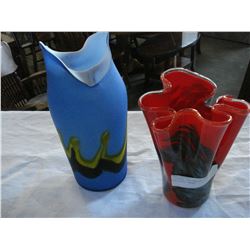 2 PIECES PERSIAN AND MURANO ART GLASS VASES