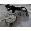 Image 1 : BLACK PANTHER FIGURE, INGRAHAM CLOCK, AND PEWTER CLOCK