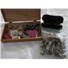 Image 1 : VINTAGE WOOD DRESSER BOX AND BAG OF ESTATE WATCHES